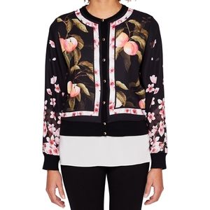Ted Baker woven peach and leaf bomber jacket